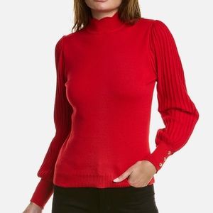Nanette Lepore red sweater with sparkly sleeves